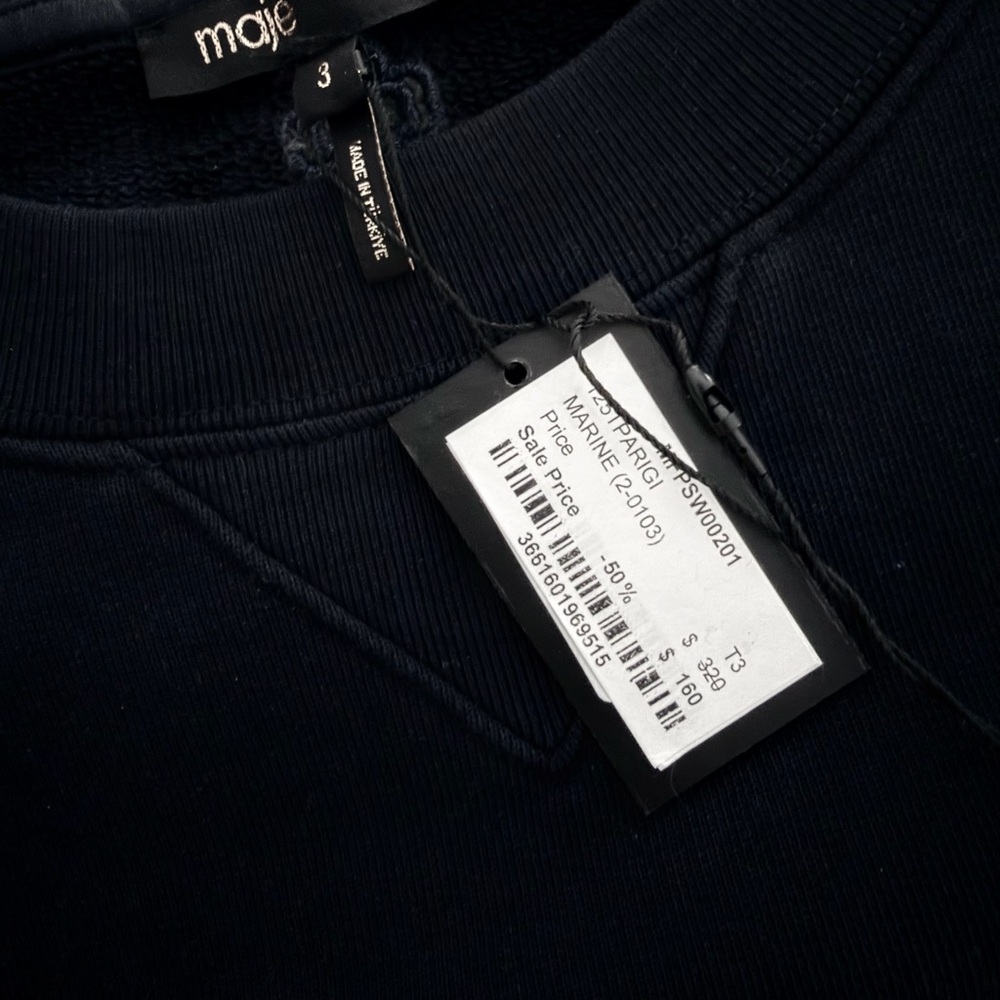 ** NWT ** Paris embossed logo sweatshirt - Size 3, Navy - Picture 3 of 4